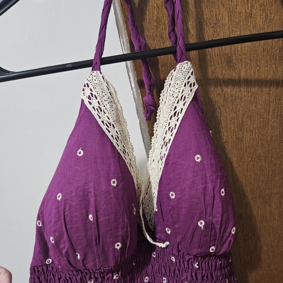 Heart Soul women's size M halter flowy purple dress 👗 with lace and flowers - Picture 11 of 12